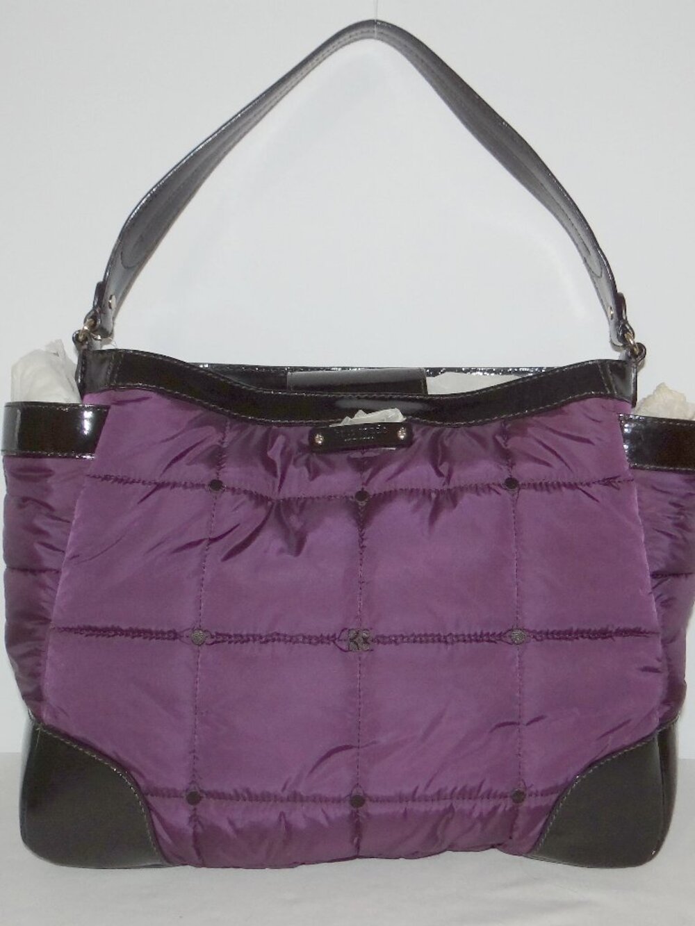 Vintage KATE SPADE quilted nylon & patent leather ZERMATT tote bag PXRU0578 NWT
